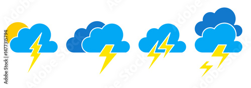 thunder cloud icon sheet vector symbol of weather illustration
