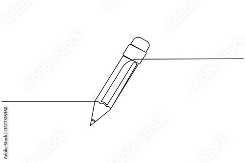 Pencil icon continuous one line drawing isolate outline vector illustration