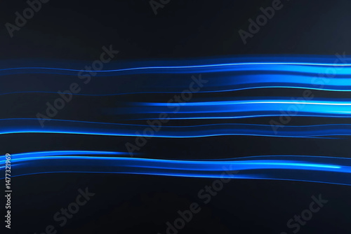 Abstract Blue Light Waves on a Dark Background