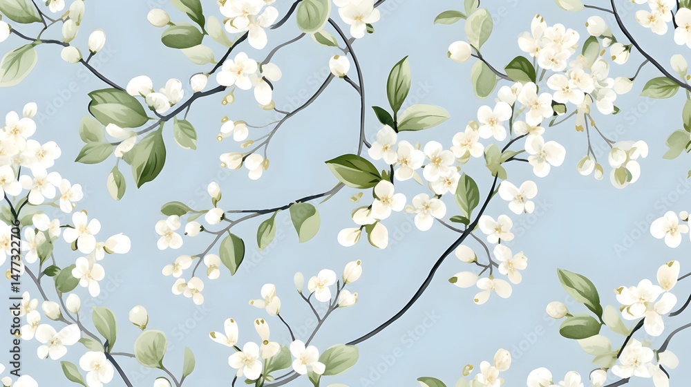 Obraz premium Detailed Watercolor Snowberry Seamless Pattern Branch Design for Winter Decor