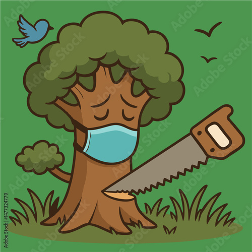 A tree that is sick from being cut down too often