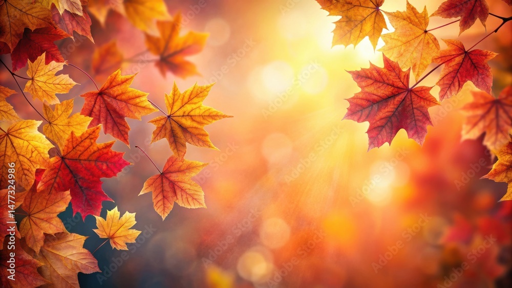 Autumnal foliage displaying vibrant red and gold hues against a sunlit backdrop Autumnal foliage displaying vibrant red and gold hues against a sunlit backdrop