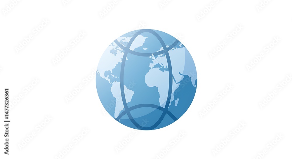 Naklejka premium World Globe Graphic Illustration with Continent Map