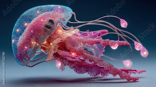 Digital illustration of glowing jellyfish