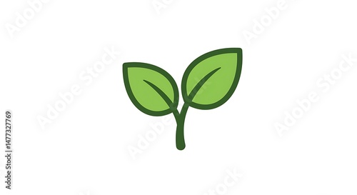Plant Sprout with Green Leaves on White Background