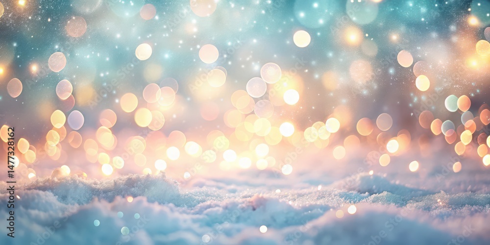 Naklejka premium Winter Wonderland Sparkling Lights and Frosty Snowscape, a Festive Background for Holiday Designs