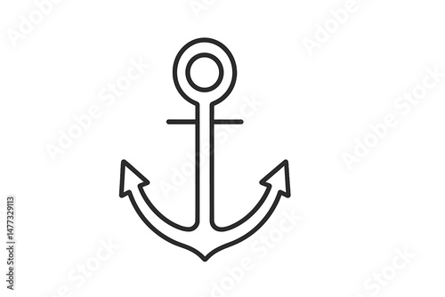Simple vector icon of an anchor representing maritime themes, stability, and nautical elements for design projects