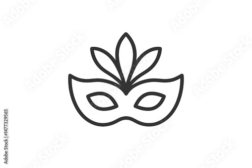 Elegant vector icon of a masquerade mask with foliage design for festive occasions and celebrations