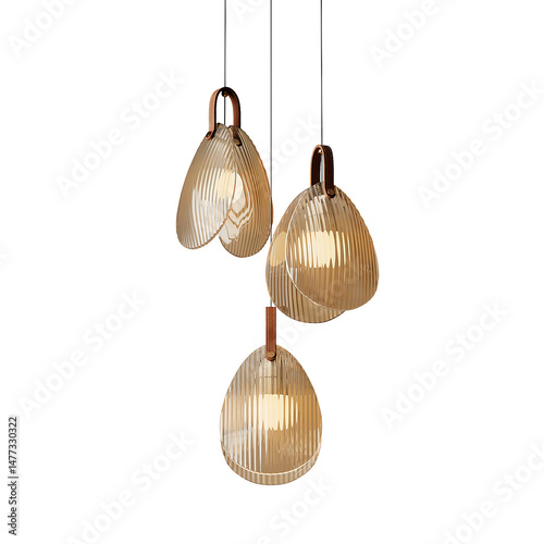 Three lamps hanging from a chain