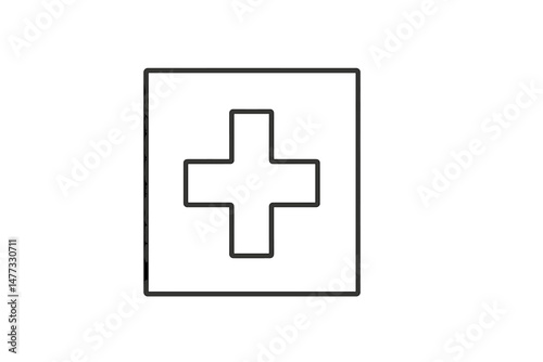 Vector icon representing a medical cross symbol often associated with healthcare and emergency services in minimalist design