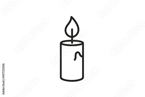 Minimalist vector icon of a candle with a flame for simple design projects and applications