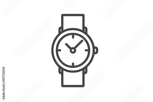 Stylish vector icon of a wristwatch with a round dial and a simple strap design suitable for modern applications
