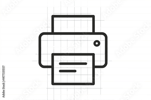 Vector icon of a printer showing printed paper with text in a minimalistic style