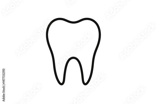 Vector icon of a tooth design representing dental health and hygiene in a minimalist style for educational materials