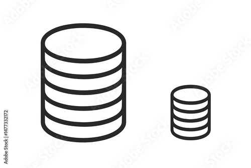Vector icon representing stacks of coins in two different sizes for financial concepts and presentations