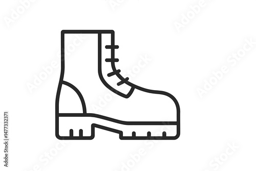 Stylized vector icon of a sturdy boot representing footwear designs and outdoor activities