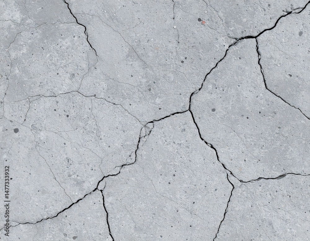 Obraz premium Cracked Grey Concrete Surface Texture