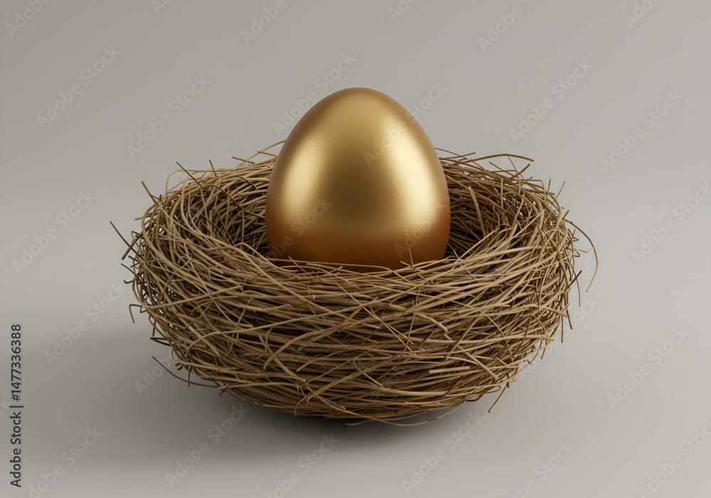 Fototapeta premium golden egg in nest