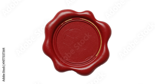 red wax seal with golde edge isolated on white background 