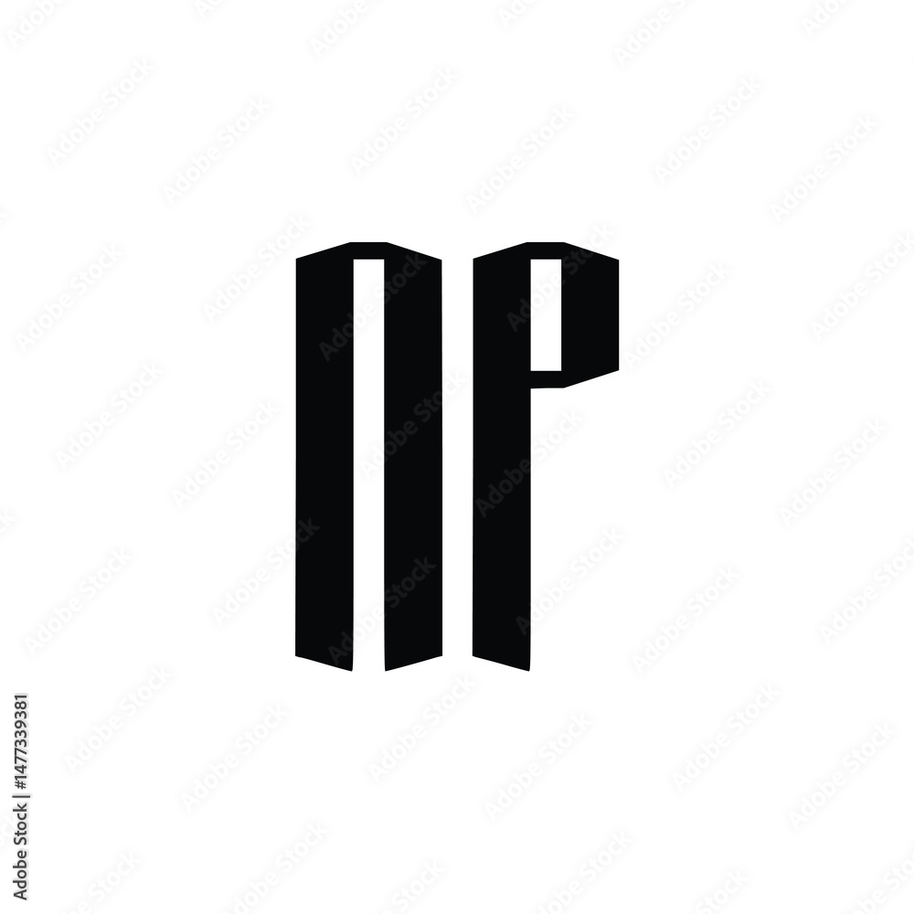 Obraz premium NP monogram logo design letter text name symbol monochrome logotype alphabet character simple logo