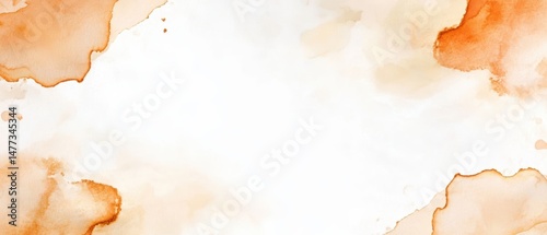 Wallpaper Mural Light orange watercolor splash background with white center and textured, artistic edges. Torontodigital.ca