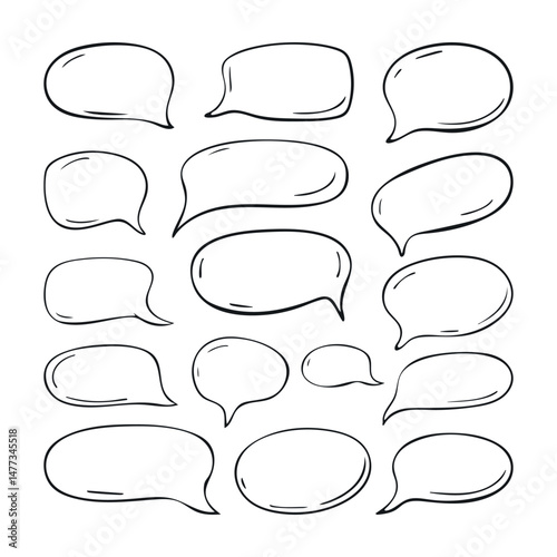 Doodle speech bubbles vector icon set