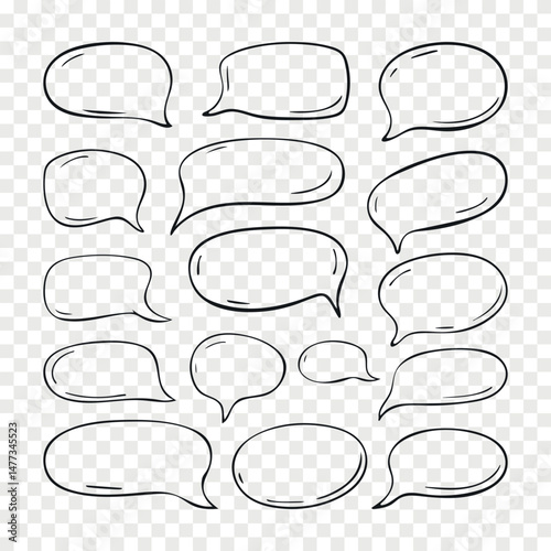 Doodle speech bubbles vector icon set