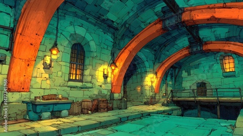 Fantasy underground room illustration