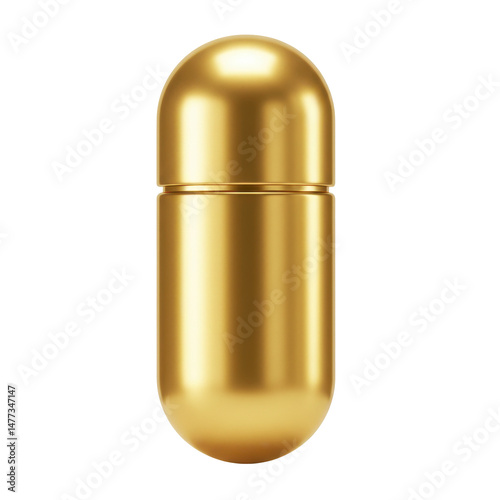 Wallpaper Mural Shiny golden capsule stands upright on a seamless black backdrop with smooth, rounded contours Torontodigital.ca