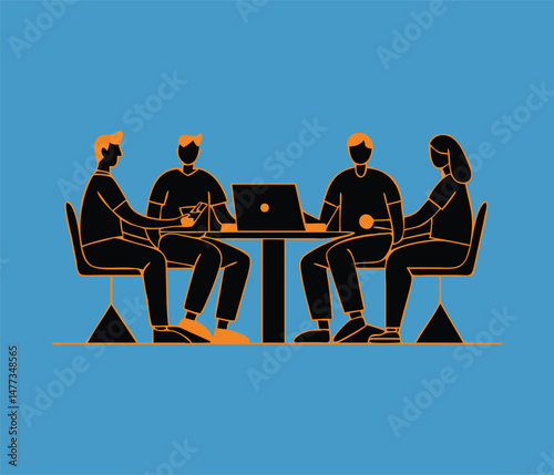 People office meting with vector art design