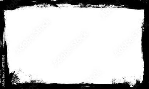black ink brush painting blank space frame border pictures grunge style