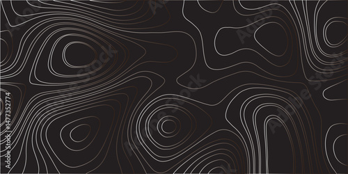"Create a dark-themed abstract background featuring topographic contour lines. The lines should flow smoothly with organic curves, forming layered patterns over a deep black or charcoal surface. The d