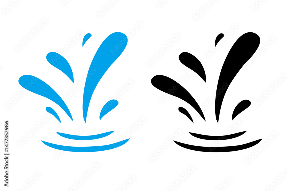 Obraz premium Splash water vector black and blue set icon. Fresh droplet isolated black and blue set icon. Vector illustration splash water on white background
