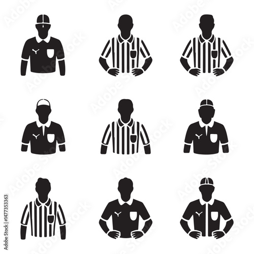 Black and White Referee Gestures and Stances for Soccer and Football
