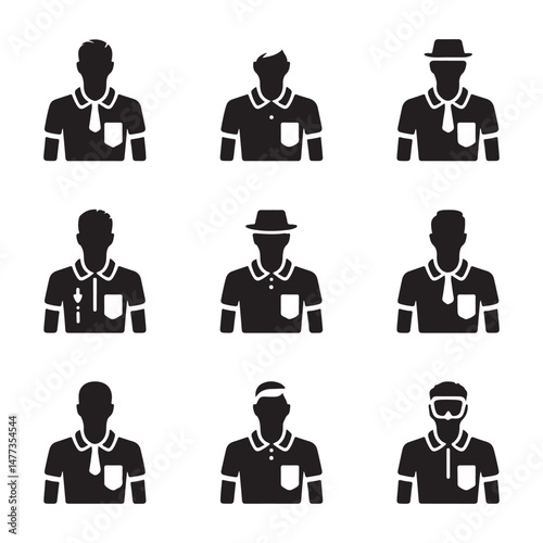 Set of Referee Gestures and Poses for Sports Officials in Black and White


