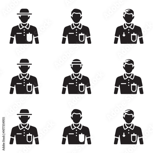 Set of Referee Gestures and Poses for Sports Officials in Black and White

