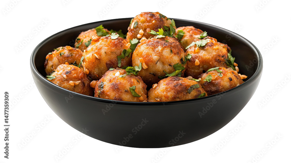 Fototapeta premium Crispy Fried Meatballs Recipe isolated on transparent background