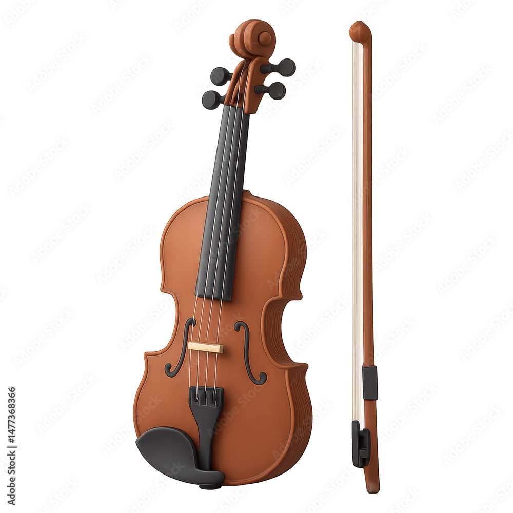 Fototapeta premium 3D Illustration violin on white background