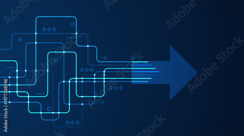 Abstract arrow direction. Technology background. High speed. Hi-tech