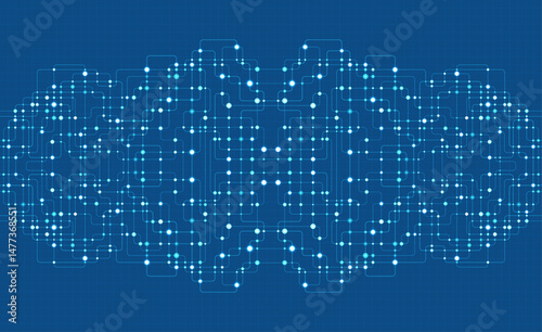 Circuit connect lines and dots. Network technology and Connection concept. Decentralized network nodes connections
