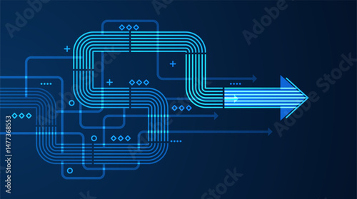 Abstract arrow direction. Technology background. High speed. Hi-tech
