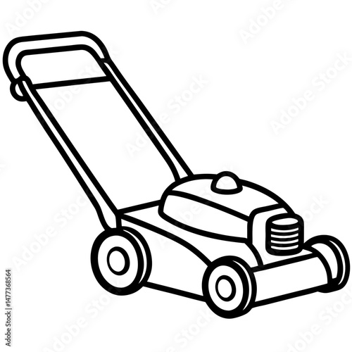 Lawn Mower Silhouette Vector – Black on White