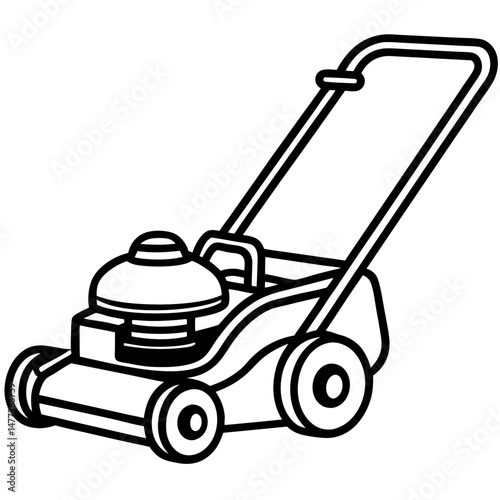 Lawn Mower Silhouette Vector – Black on White