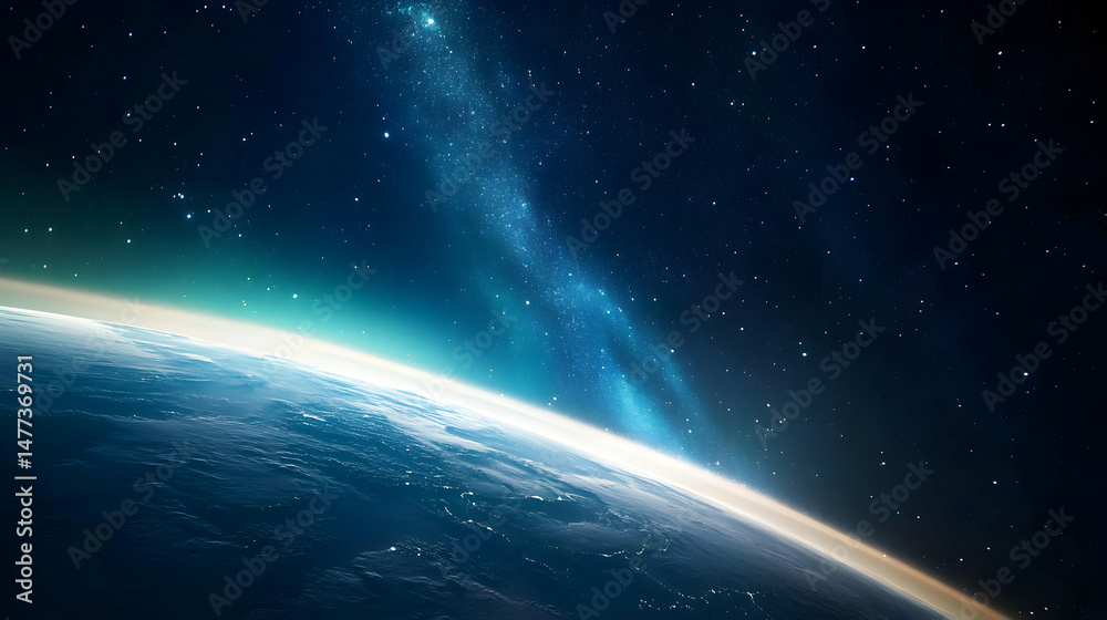 Fototapeta premium Stunning View of Earth from Space with Stars in Background