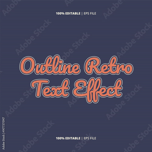Outline Retro Text Effect Template