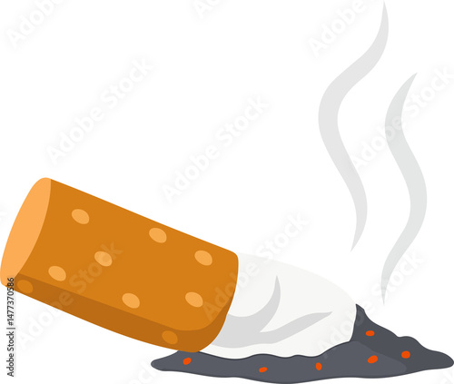Burnt Cigarette Butt with Smoke stop