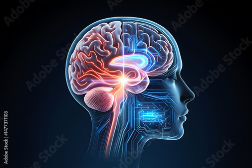 Ai head with human brain