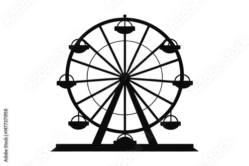 ferris wheel silhouette vector illustration on white background