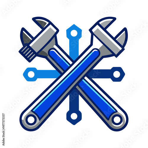 Crossed Adjustable Wrenches Repair Service Logo Design