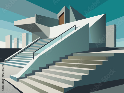 Modern Architecture Staircase Design Geometric Building Exterior